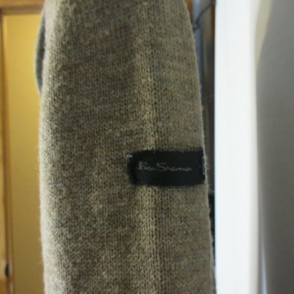 Ben Sherman Almond Wool Blend Rib Knit Shawl Collar Piped Sweater Jacket XL - Picture 5 of 11